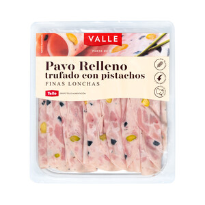 Imagen de VALLE Pavo relleno trufado con pistachos, cortado en finas lonchas VALLE 120 g.
