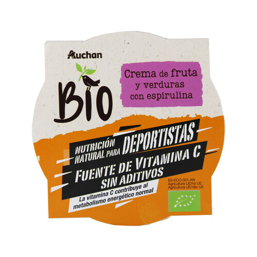 ALCAMPO ECOLÓGICO Crema de frutas y verduras con espirulina ALCAMPO ECOLÓGICO 220 gr.