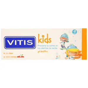 VITIS Pasta de dientes con flúor y sabor cereza para niños a partir de 2 años VITIS Kids 50 ml.