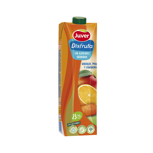 JUVER Néctar de naranja y zanahoria, sin azúcares añadidos JUVER DISFRUTA brick 1 l.