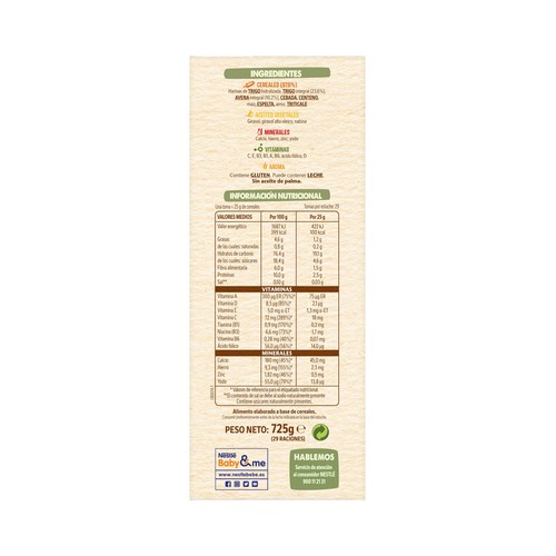 NESTLÉ Papilla de 8 cereales integrales, a partir de 6 meses NESTLÉ 725 g.