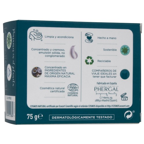 DR. TREE Champú y acondicionador de uso frecuente en pastilla, con acción hidratante DR. TREE 75 g.