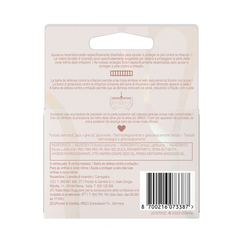 VENUS Recambio cuchillas para depilación femenina de ingles y zona íntima VENUS Satin care de Gillette 4 uds.