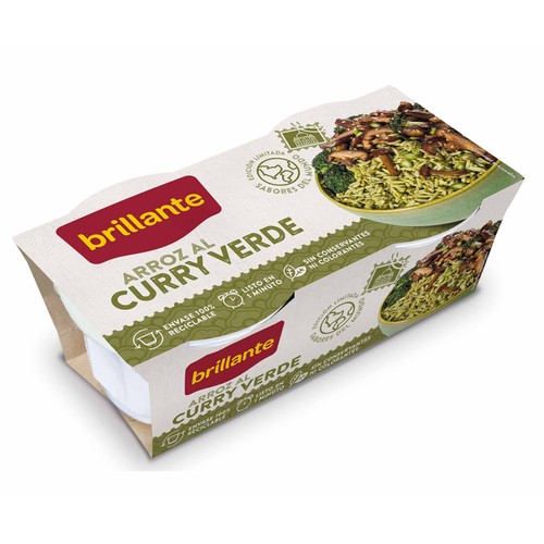 BRILLANTE Arroz al curry verde en tarrina 2 X 125 gr.