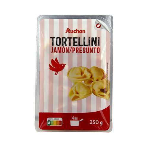 AUCHAN Tortellini frescos de pasta al huevo rellenos de jamón 250 g. Producto Alcampo