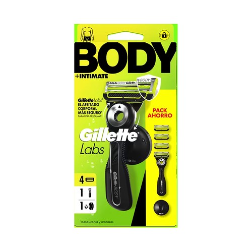 GILLETTE Labs body + intimate Maquinilla de depilación masculina + 4 cabezales.