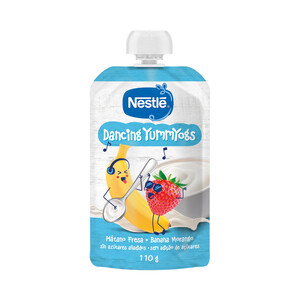 NESTLÉ Bolsita de frutas (plátano y fresa), a partir de 6 meses NESLTÉ Dancing yummyogs 110 g.