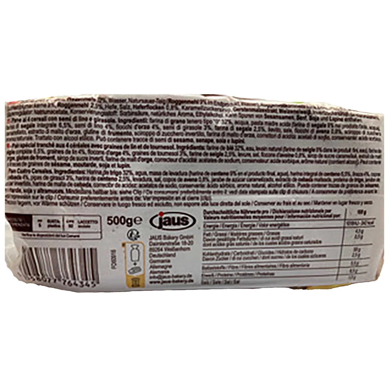 Pan 4 cereales 500 gr.