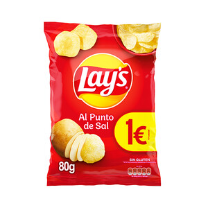 Imagen de LAY'S Al punto de sal Patatas fritas lisas de bolsa 80 g.
