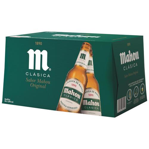 MAHOU CLASICA Cerveza  pack 24 botellas. 25 cl.