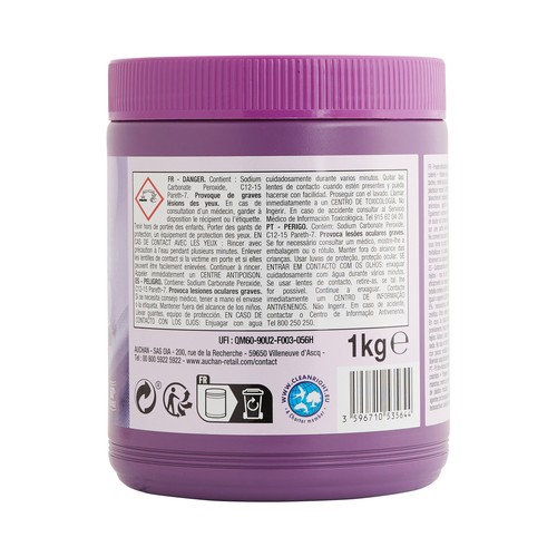 PRODUCTO ALCAMPO Quitamanchas en polvo para todos los tejidos, con oxigeno activo 1 kg.