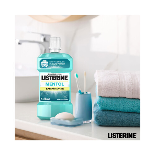 LISTERINE Enjuague bucal de uso diario con sabor suave a mentol LISTERINE 500 ml.