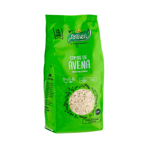 Copos de avena integral de agricultura ecológica SANTIVERI 500 g.