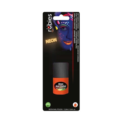 Esmalte cosmético, uñas color naranja neón. RUBIES
