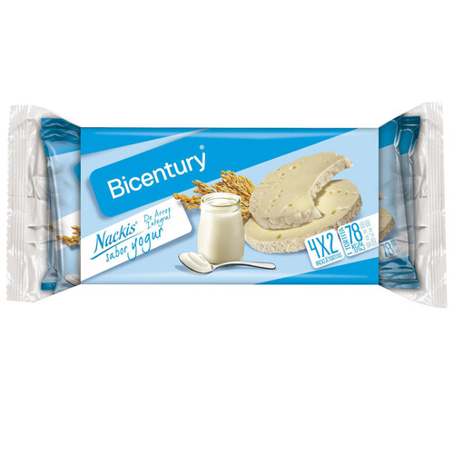 BICENTURY Tortita de arroz integral con sabor a yogur BICENTURY, 130 g.