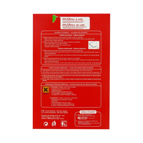 FIltros para cafetera, nº4, 80 unidades. AUCHAN