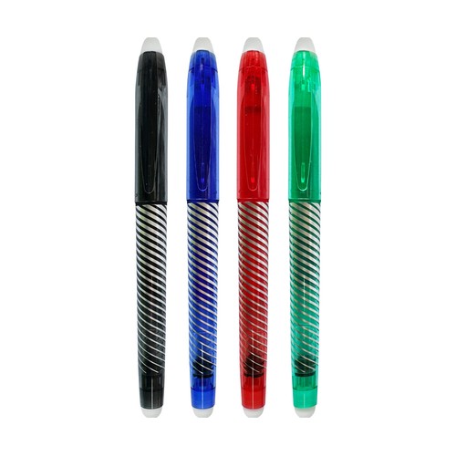 4 boligrafos de gel borrables, colores clasicos, ALCAMPO.