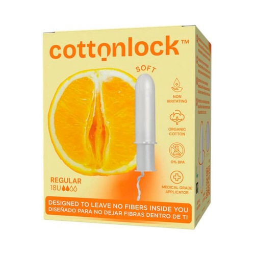 COTTONLOCK Tampones de algodón ecológico, regular, con aplicador 18 uds.
