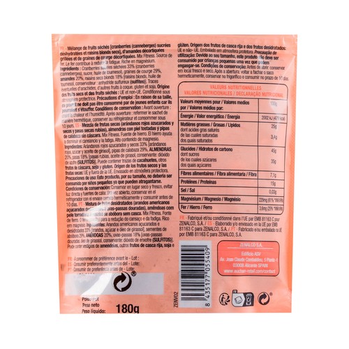 PRODUCTO ALCAMPO Mezcla de frutas secas (Mix Fitness) PRODUCTO ALCAMPO 180 g.