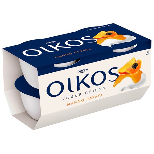 OIKOS de Danone Yogur griego con mango y papaya 4 x 110 g.