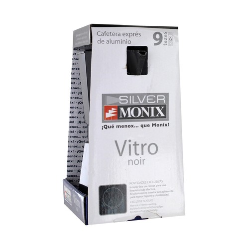 Cafetera de aluminio Vitro Noir, 9 tazas, MONIX