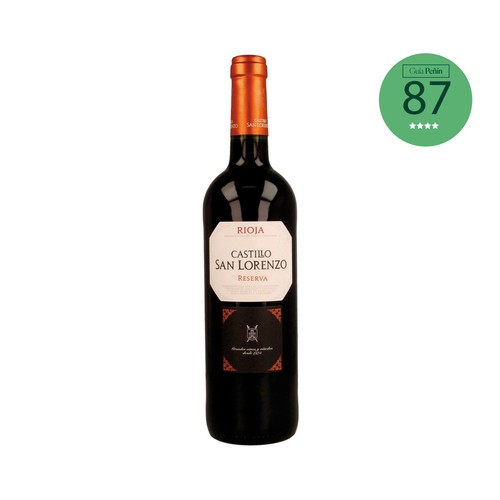 Vino tinto reserva con denominación de origen Rioja CASTILLO SAN LORENZO botella de 75 cl.