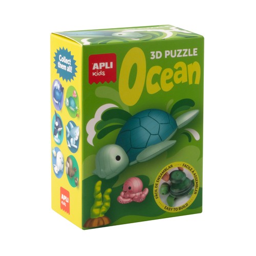 Manualidad animal marino 3D modelo tortuga. APLI KIDS