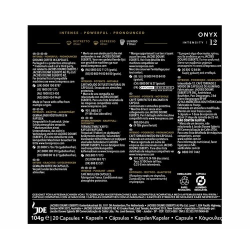 L"OR ESPRESSO Café en cápsulas Onyx I12, 20 uds.