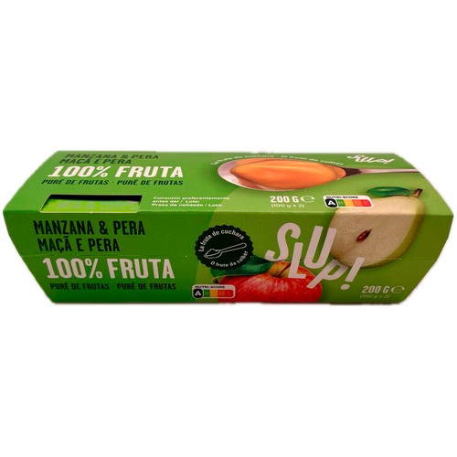 SLUP! Crema de fruta de manzana y pera 2 x 100 g.
