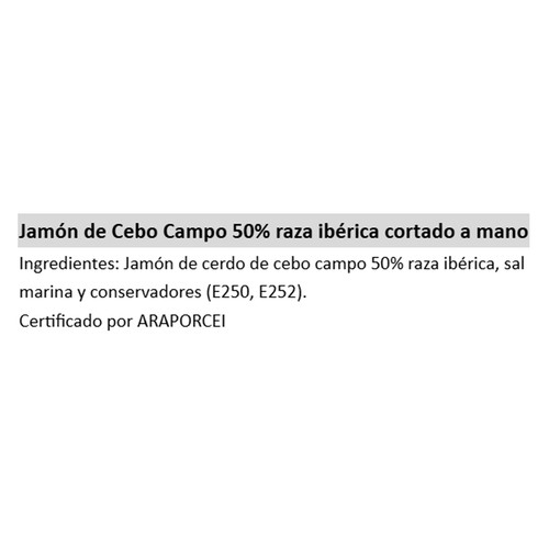 CAMPO IBERICO Lonchas de jamón de cebo 100g