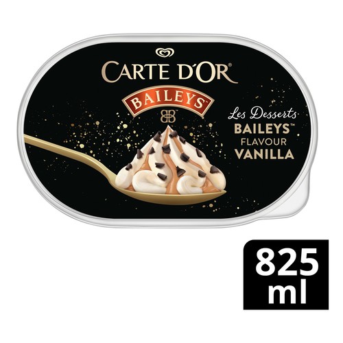 CARTE D"OR Tarrina de helado de vainilla con sabor a Baileys, salsa de caramelo y trocitos de chocolate 825 ml.