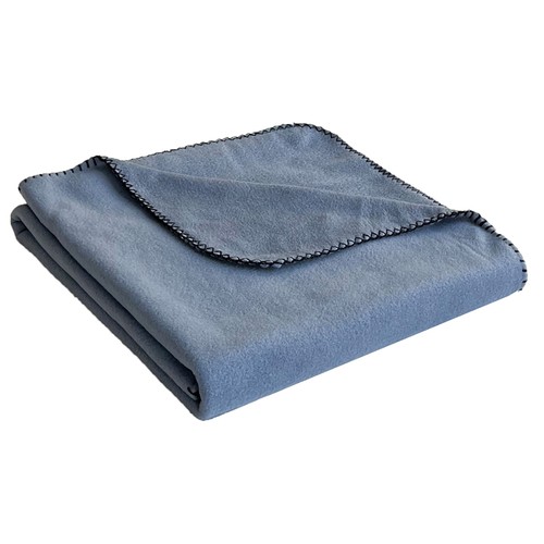 Plaid polar pespuntes de 200 gm, color azul, ALCAMPO.