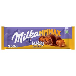 Imagen de MILKA Chocolate bubbly con leche y relleno líquido de caramelo 250 g.