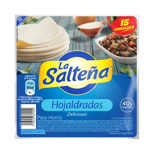Tapas de hojaldre para hornear, medianas para empanadas LA SALTEÑA 15 uds.