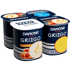 DANONE Yogur estilo griego con sabor a caramelo 4 x 110 g.
