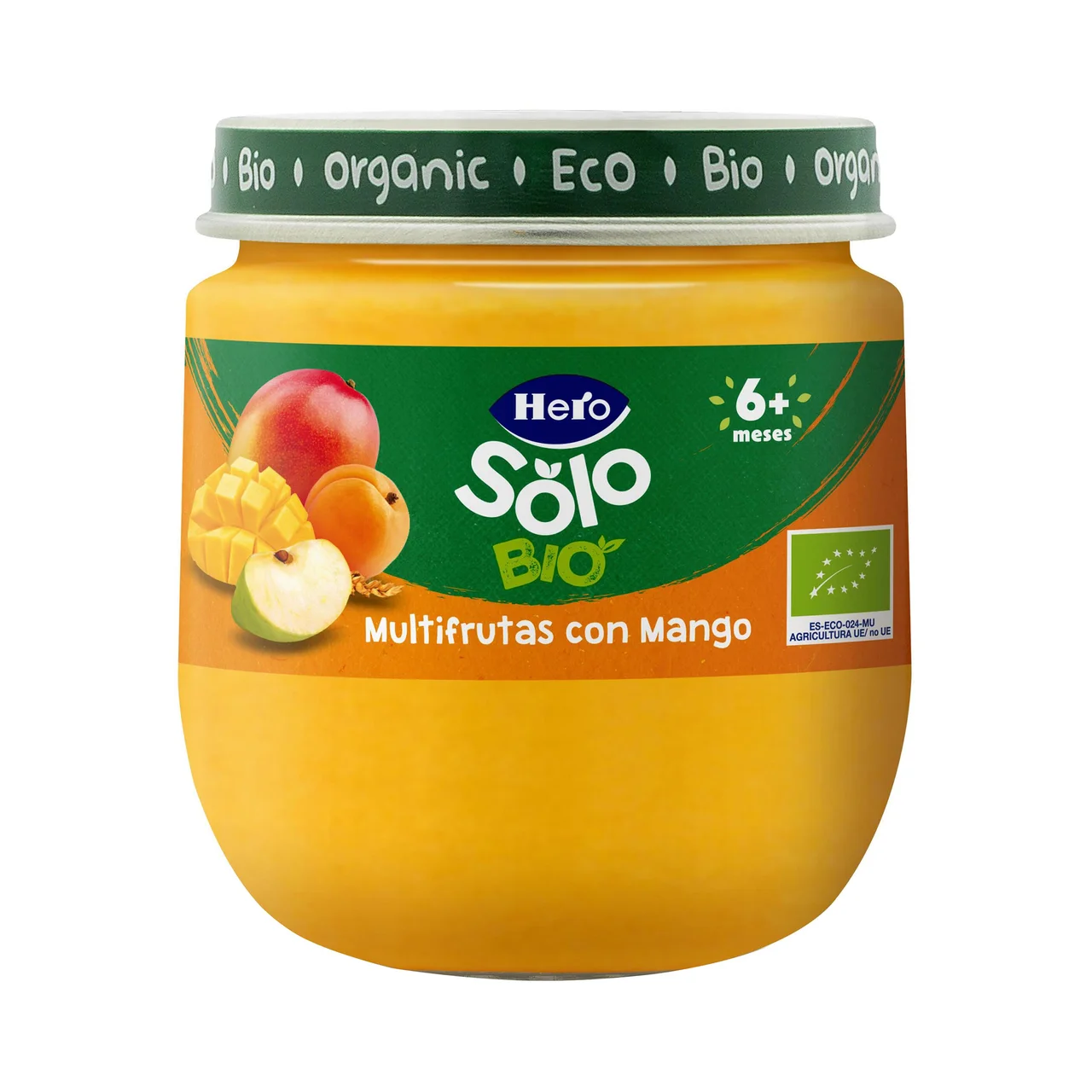 HERO Solo bio Tarrito de multifrutas con mango ecológicas, a partir 6 meses 120 g.