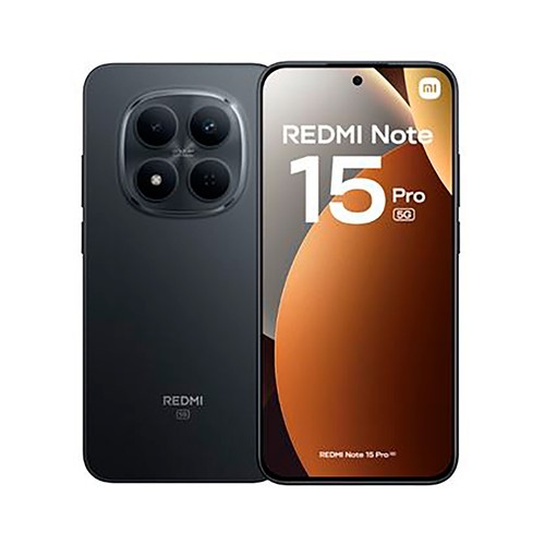 Smartphone XIAOMI Redmi Note 15 Pro 5G, 256GB, 8GB RAM, color negro, pantalla 17,35cm (6,83")..
