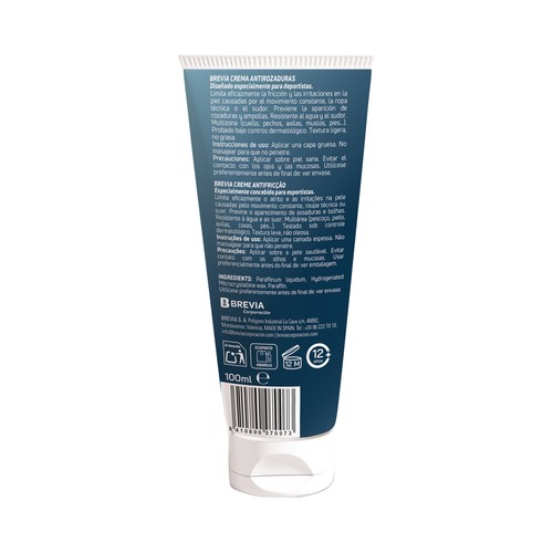 BREVIA Sport line Crema corporal antirrozaduras, para la práctica de ejercicio 100 ml.