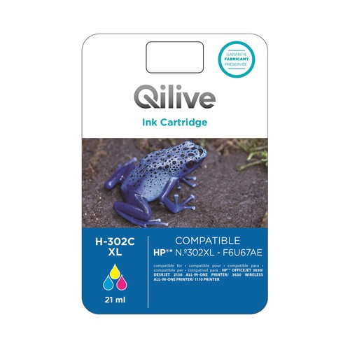 Cartucho de tinta compatible (302XL) QILIVE H-302C XL tricolor.