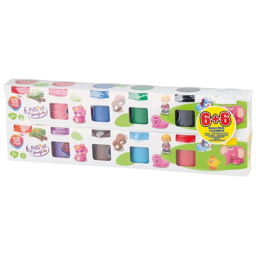 Conjunto de 12 botes de pasta moldear de colores, ONE TWO FUN ALCAMPO.
