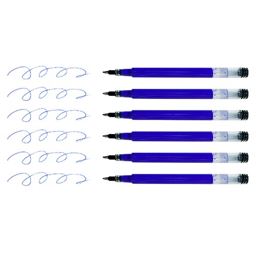6 Recambios de bolígrafo gel borrable, tinta azul, ALCAMPO.