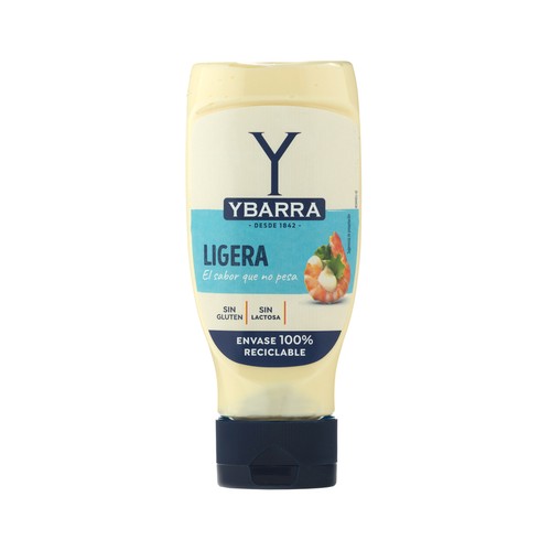 YBARRA Mayonesa ligera bocabajo, sin conservantes ni colorantes 400 ml.