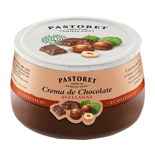Crema de chocolate con avellanas ecológico PASTORET 100 g.
