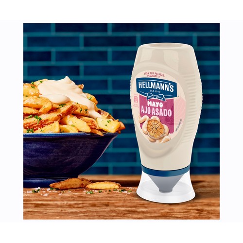 HELLMANN"S Mayonesa sabor ajo, bocabajo 250 ml.Mayonesa sabor ajo, bocabajo 250 ml. Mayonesa sabor ajo, bocabajo 250 ml.