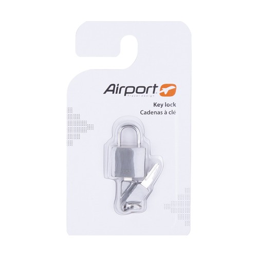 Candado de viaje gris claro con llave, AIRPORT ALCAMPO.