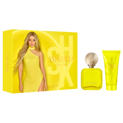 SHAKIRA Amarillo Estuche de agua de perfume y loción corporal para mujer.