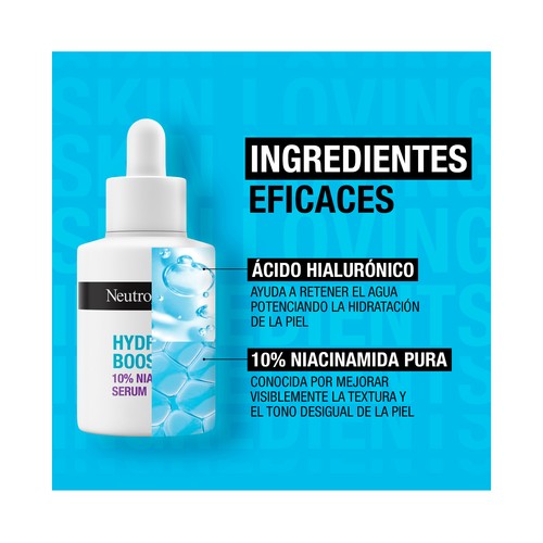 NEUTRÓGENA Hydro boost Sérum facial sin perfume con Niacinamida y ácido Hialurónico para todo tipo de pieles 30 ml