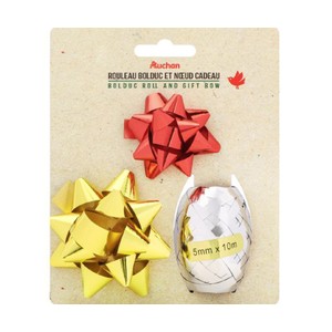 Imagen de 2 cintas de regalo de 5 y 7cm y 1 ovillo de 10m, AUCHAN. 