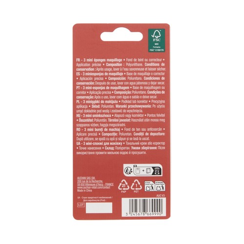 COSMIA Mini esponjas para aplicación precisa de base de maquillaje o corrector 3 uds.