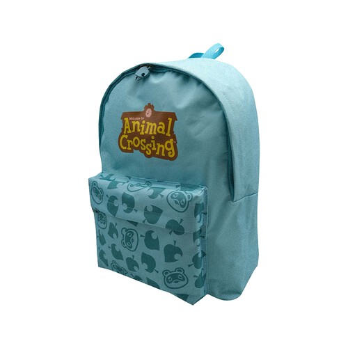 Mochila con 1 compartimento, color azul, ANIMAL CROSSING NINTENDO, 31x41x8cm.